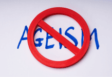 Seniors are a vibrant & interesting part of the community A graphic depicting the word 'ageism' behind a red cross-out circle.